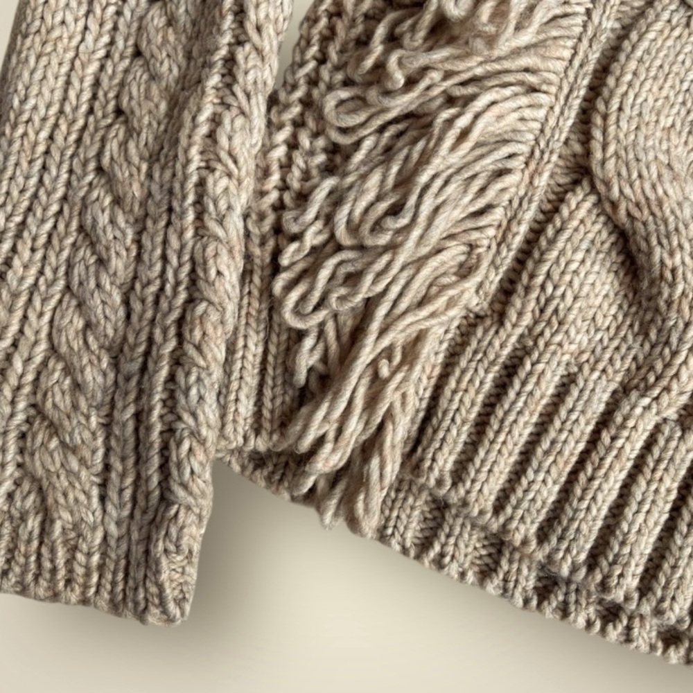 Universal Thread Chunky Cable Knit Fringe Mock Neck Western Style Sweater Size M - Picture 5 of 9